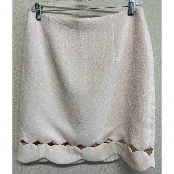 Club Monoco Atrina Skirt Size 8 Pink Pearl Scalloped Cutout Hem NEW - Picture 6 of 13